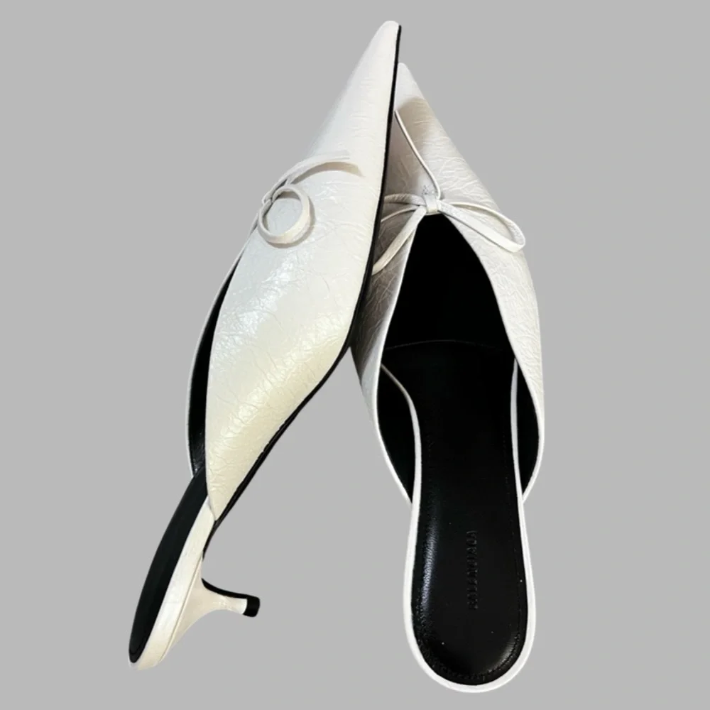 NWT BALENCIAGA Leather Elegant White Mules Size 38 - Picture 8 of 16